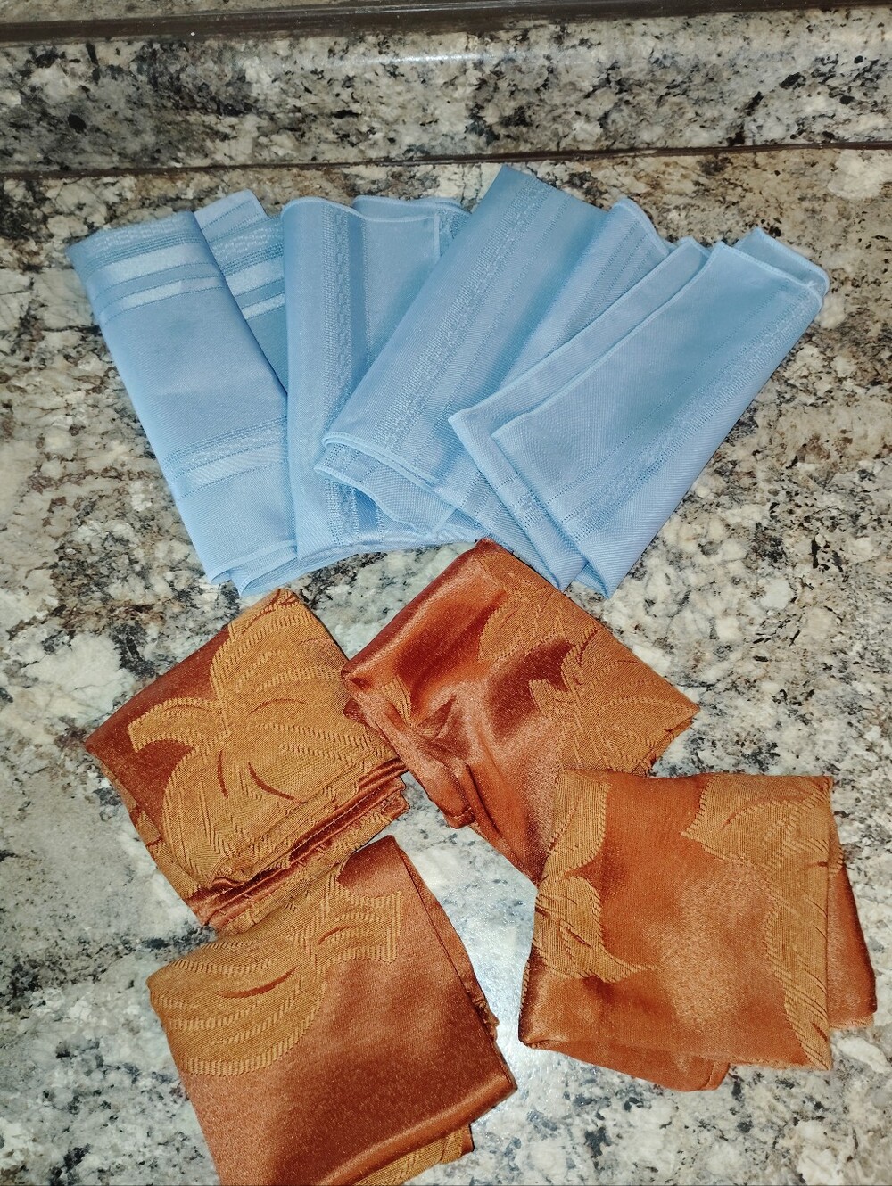 Set of Light Blue and Copper Napkins